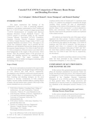 Comparison of Masonry Beam Design and Detailing Provisions